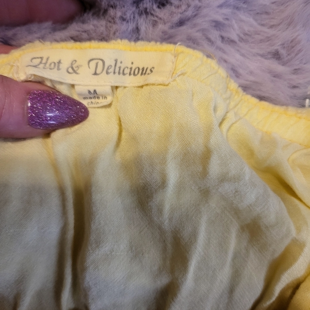 Hot & Delicious Yellow Crochet Lace Strapless Sundress Juniors Medium - Picture 6 of 7